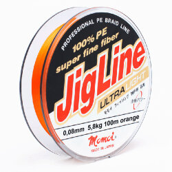Плетеный шнур JigLine Ultra Light, 100 м, оранжевый