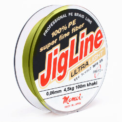 Плетеный шнур JigLine Ultra Light, 100 м, зеленый